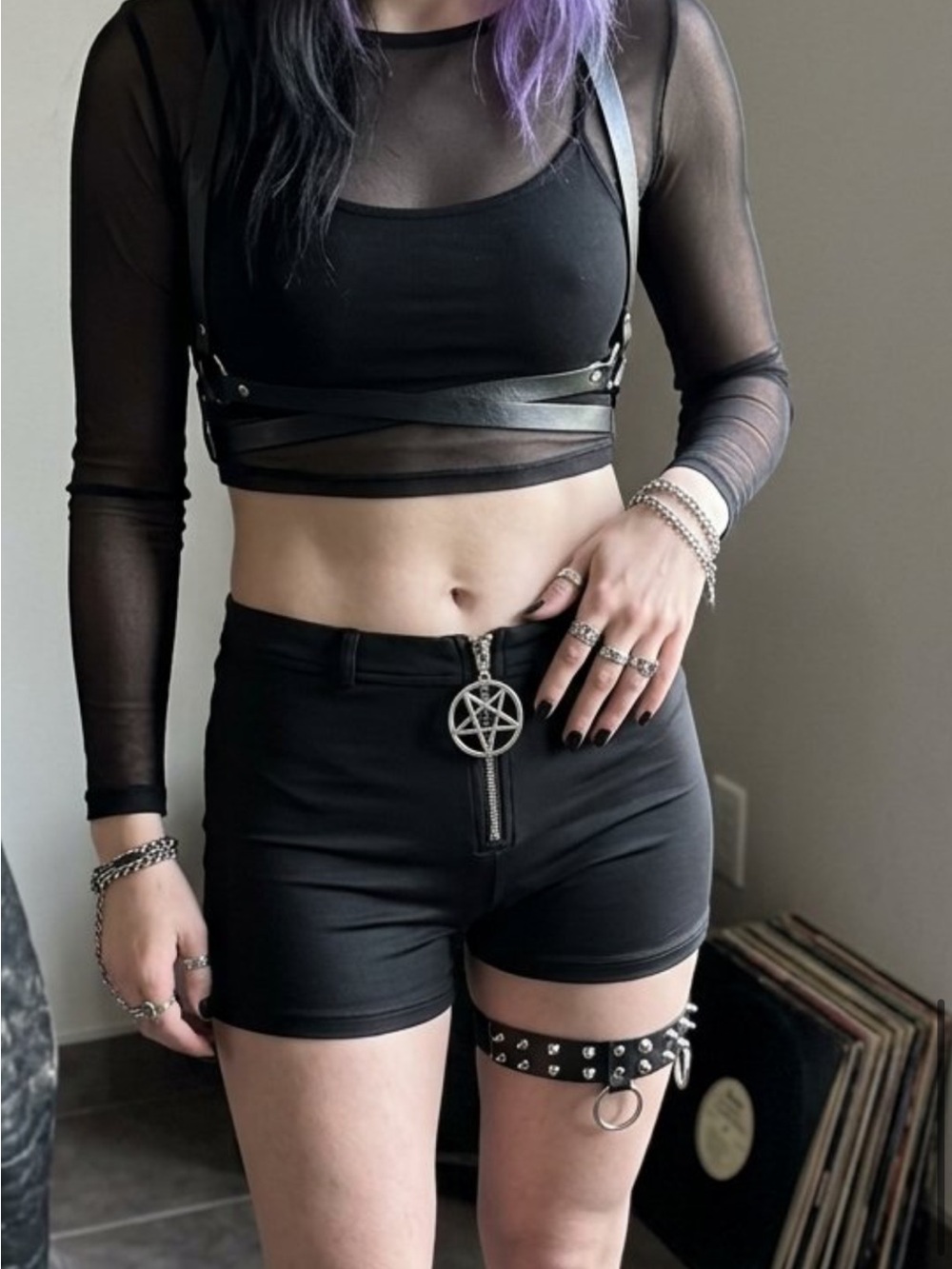 Killstar Black Pentagram Zip Detail Women's Shorts
